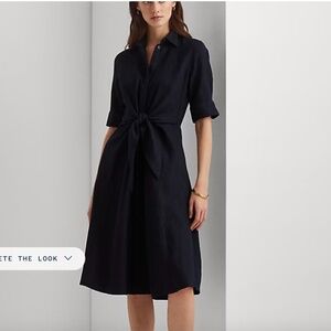 LAUREN RALPH LAUREN Tie-Front Linen Shirtdress 8P
